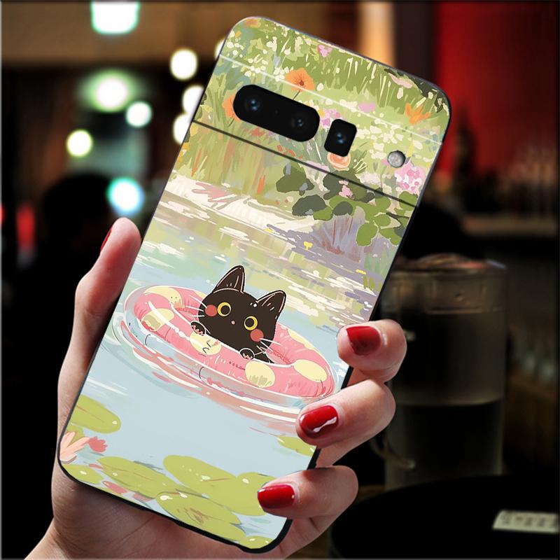 

Phone Case For Google Pixel 10 9 Pro XL 9A 8 7 6 Pro Pixel 8A 7A 6A Pixel 8 7 6 5 Cartoon Black Cats Case Google Pixel 6A