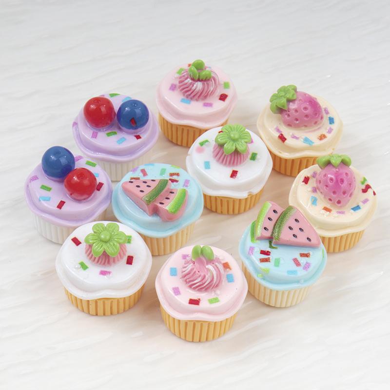 10/100Pcs Kawaii 3D Miniatures Bread Cookies Cake Flatback Resin Cabochon Dollhouse Decoration Diy Embellishments Craft Keychain