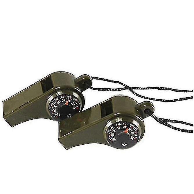 2pcs Outdoor Whistle Compass Thermometer 3 In1whistle Couple Survival Whistle Field Training Survival Tools - PR