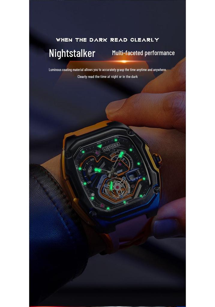 Orologio Sportivo SVJ da Uomo di Alta Gamma Scheletro 3D Luminoso Impermeabile al Quarzo