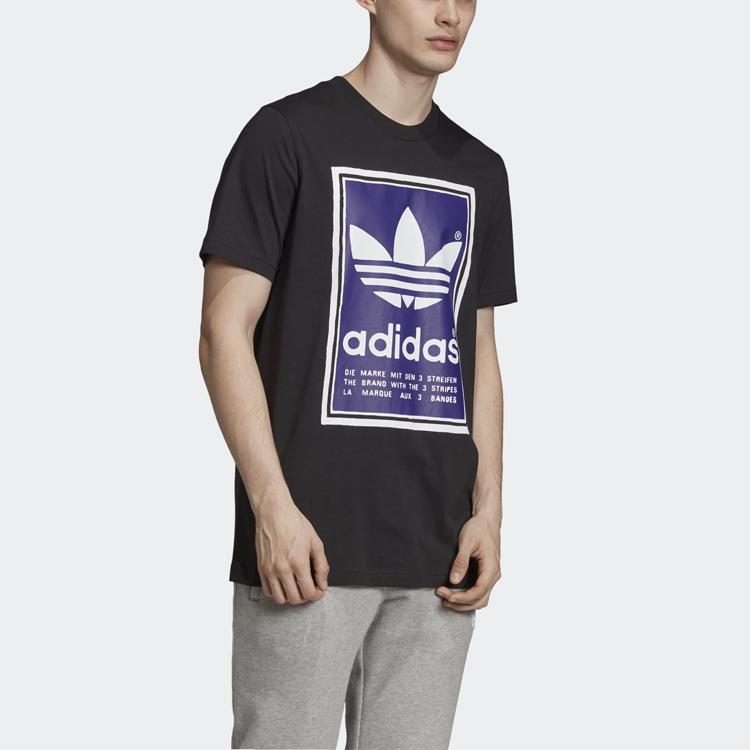 Adidas Originals Logo Print Crew Neck Sweatshirt American Vintage Men Tops Black ED6936