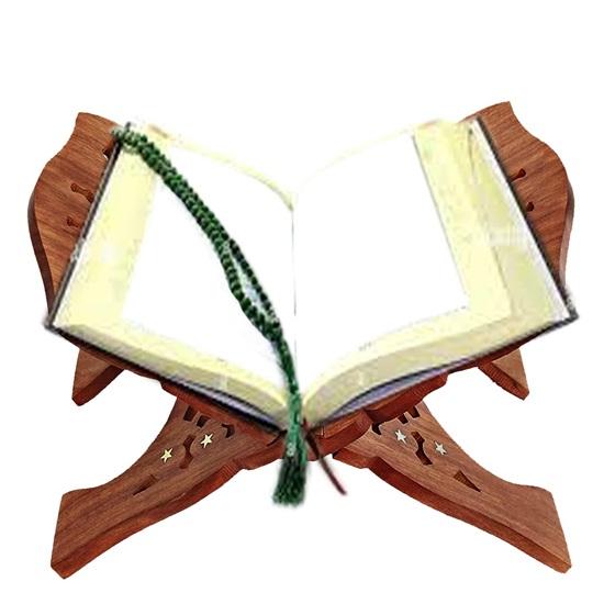 حامل كتب شيشام خشبي بني اللون مصنوع يدويًا فاخر من جيتا للقرآن المقدس رامايانا مقاس 38.1 سم