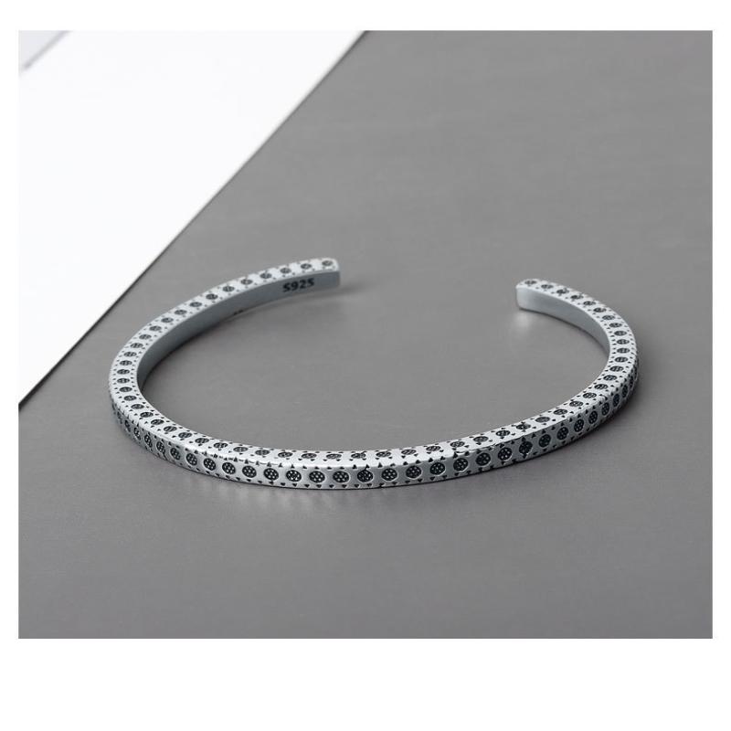 Silver Color Minimalist Dots Pattern Bracelet For Women Men Fine Jewelry Couple Present