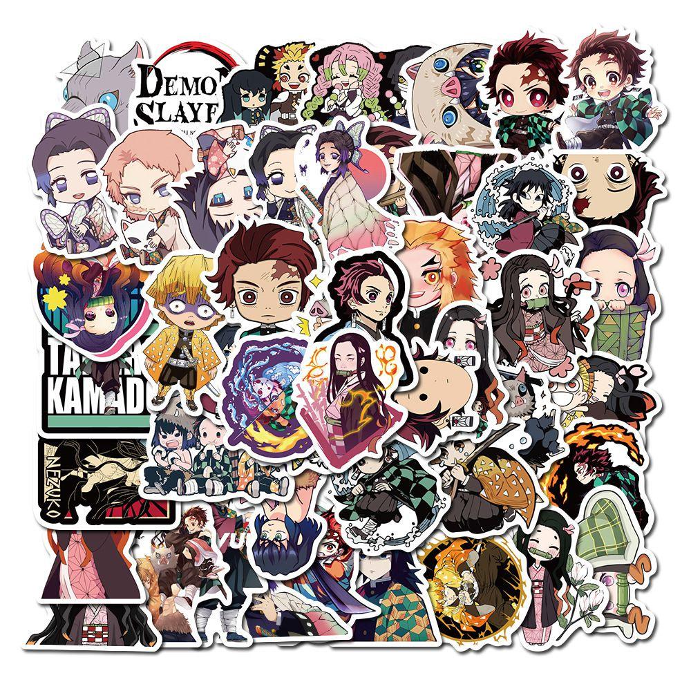 Kimetsu No 50pcs Yaiba Stickers Anime Pvc Luggage Skateboard Bike Phone Decals