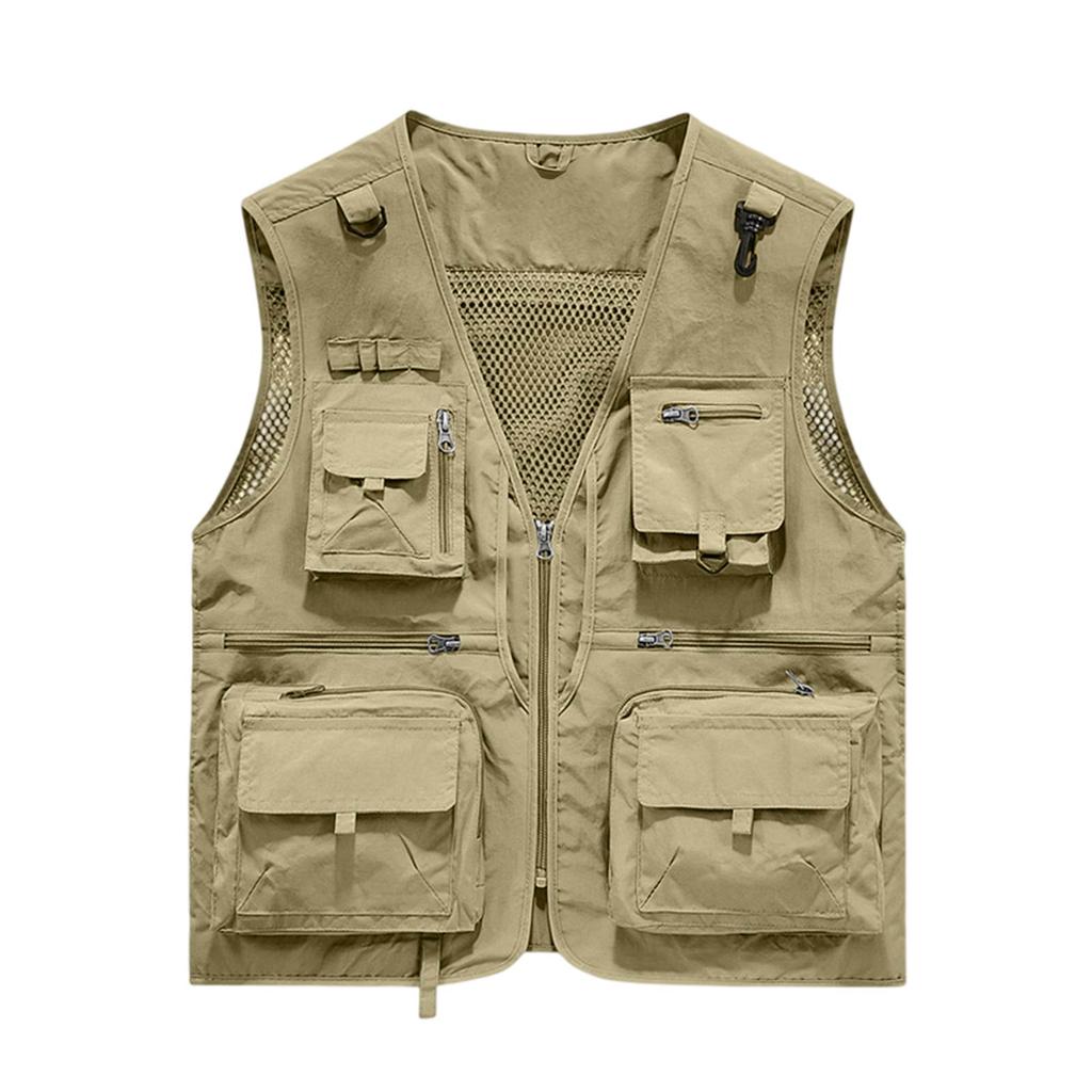 Men's Lightweight Breathable Vest with Multi Pockets for Outdoor Work Hiking