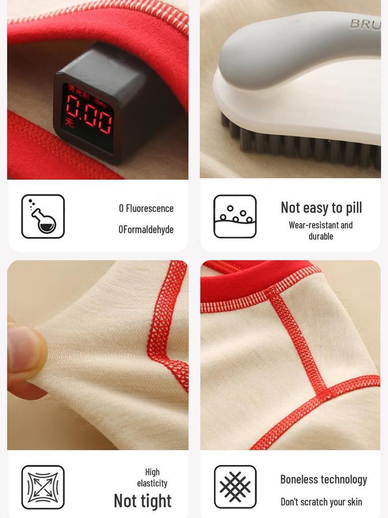 Silk & Cashmere Red Thermal Underwear Set for Kids - 2025 Zodiac Winter Style