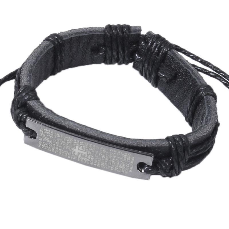 SCIONE Cross Scripture Bracelet Religious Handmade Leather Jewelry