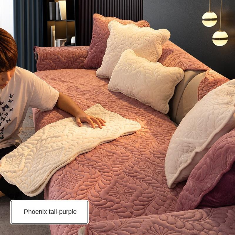 Cojín de Sofá, Cuero Universal para Todas las Estaciones, Antideslizante, Cojín de Asiento Engrosado Simple Nórdico, Funda de Felpa para Invierno, Toalla para Respaldo