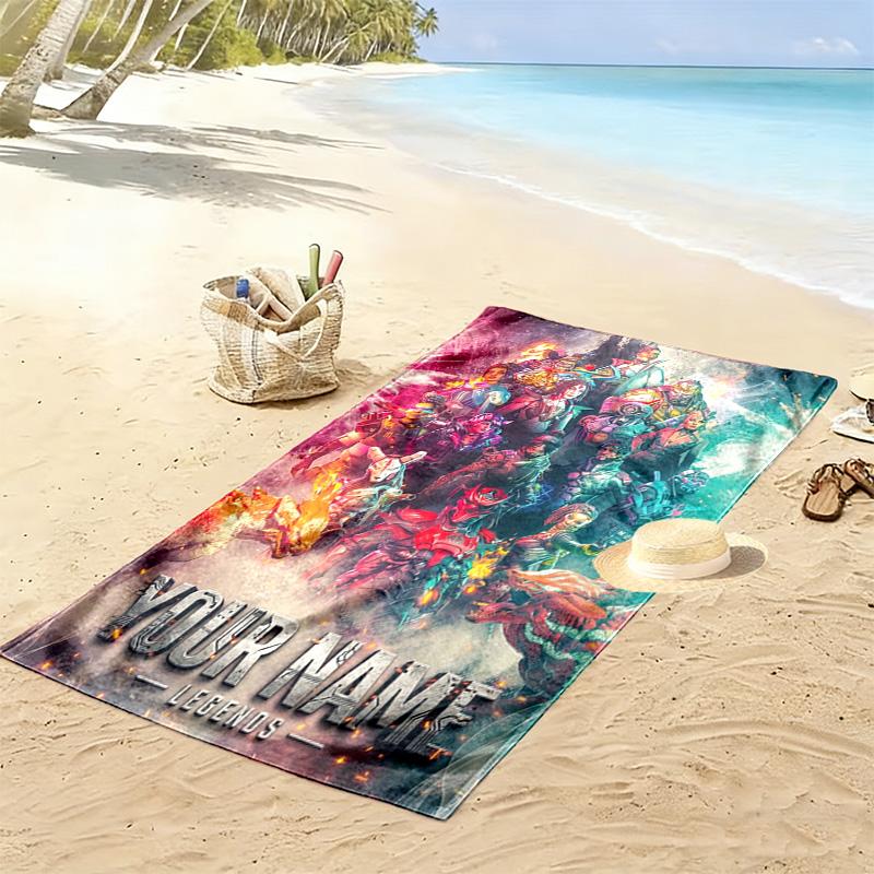 Name Custom Apex Legends Print Beach Towel, Large Soft Quick Dry Towel for Beach Camping Swimming