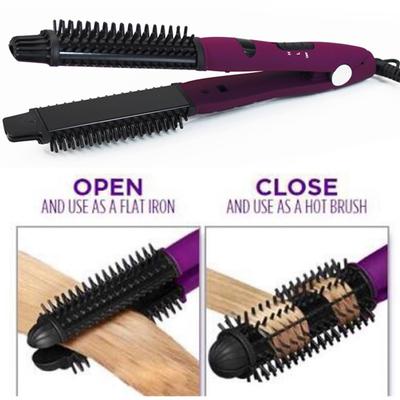 3 In 1 Hair Straightener and Curler Round Electric Hair Brush Professional Curling Iron