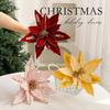 Fabric Plastic Christmas Artificial Flowers DIY Decoration Ornaments Xmas Tree Decorations 26cm Fake Flower New Year