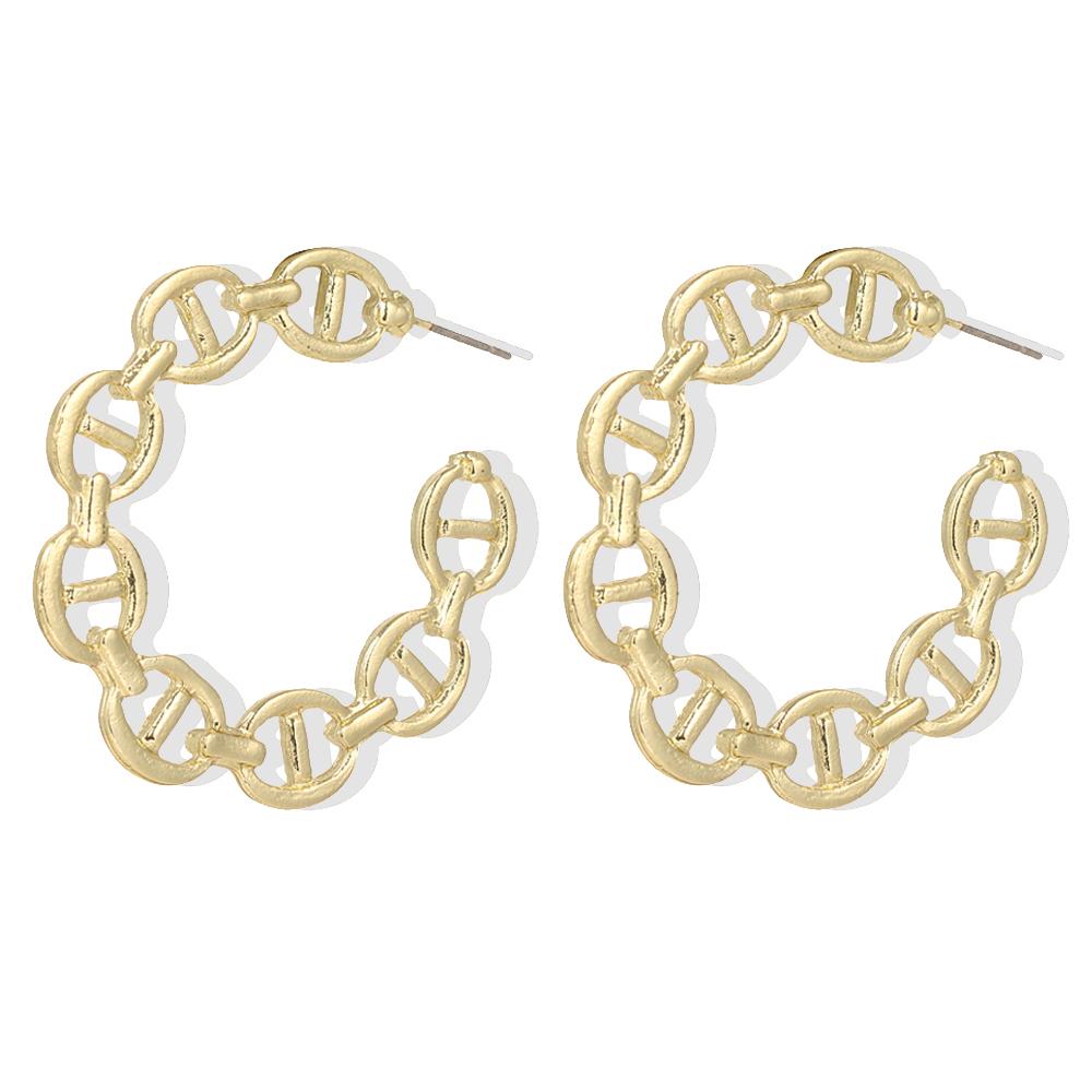 2024 Simple and Creative Retro Exaggerated Hollow Chain C-shaped Earrings Female Personality Geometric Girl Earrings