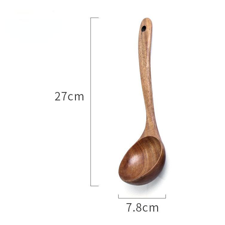 Kitchen Utensils Set Thailand Teak Wood Tableware Set Spoon Ladle Rice Colander Soup Skimmer Kitchenware Cooking Tools