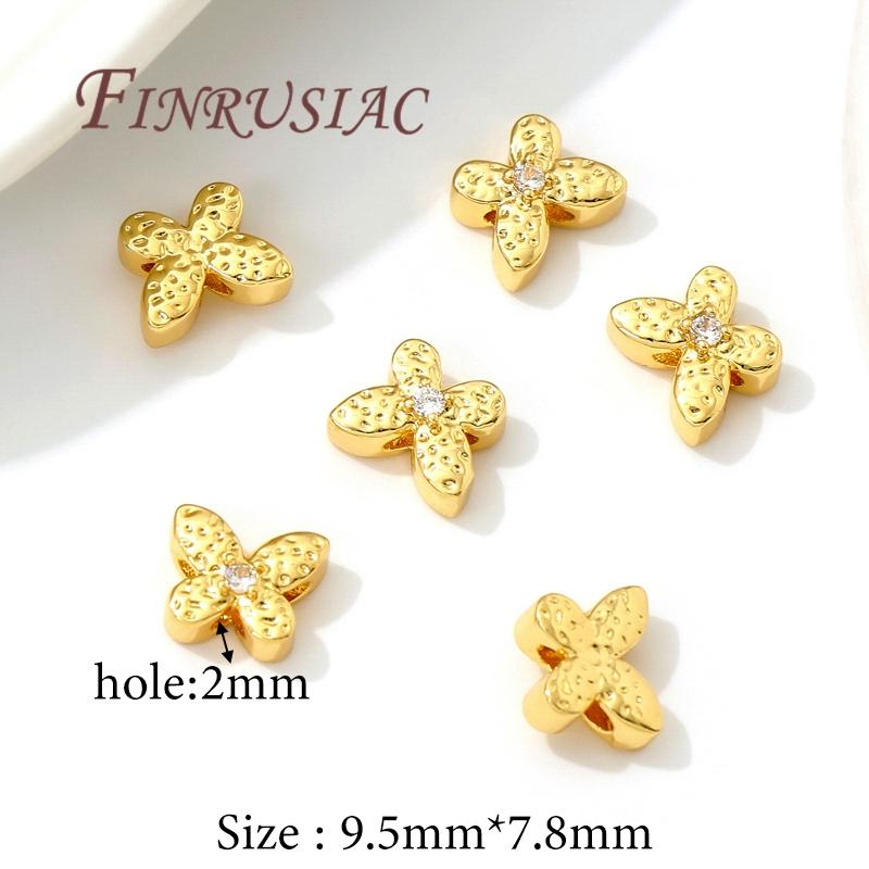 18K Gold Plated Brass Butterfly Spacer Beads Separators For Bracelets Accessories DIY Jewelry Making Supplies Metal Beads
