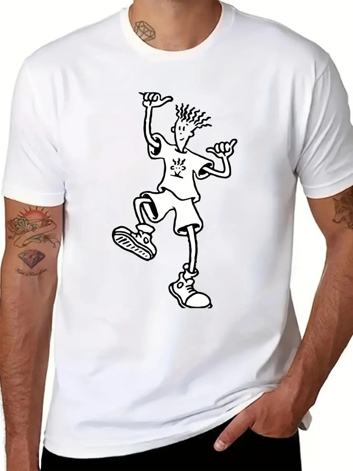 Men S Fido Dito Vintage Pattern T-Shirt - Oversized White Tee Featuring a Black And White Fido Dido Cartoon Print XXL