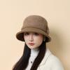 Autumn and Winter Hat Ladies Fleece Thickened Warm Bucket Hat Mother Elegant Knitted Basin Hat