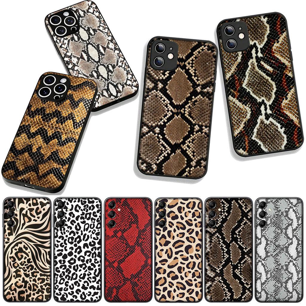 Leopard Snake Cow Print Phone Cover for Samsung Galaxy S25 S24 S22 S23 FE Ultra Plus A56 A05 A06 A15 A16 A55 S7 Edge Case