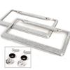 License Plate Holder Stainless Steel License Plate Frame Bling Rhinestone Front Rear License Plate Frame