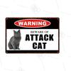 Pet Shop Warning Sign Beware of The Attack Cat Metal Sign Animals Tin Plate Pet Shop Wall Sticker Decoration Vintage Home Decor