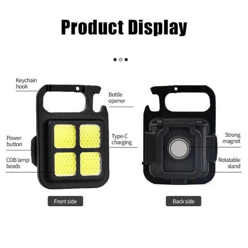 Nuova mini torcia da tasca USB multifunzionale, torcia ricaricabile, luce da lavoro magnetica COB, portachiavi LED, per campeggio all'aperto, pesca, ciclismo, passeggiate