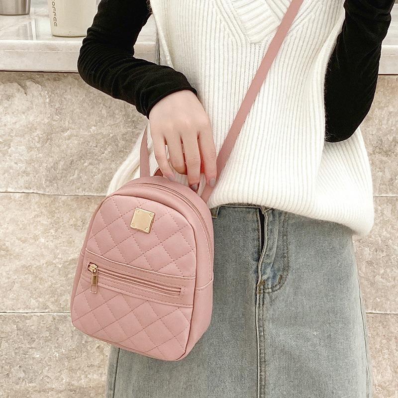 Bag Rhombus Women's Bag Casual Backpack Small School Bag Portable Shoulder Crossbody Mobile Phone Bag Small Bag