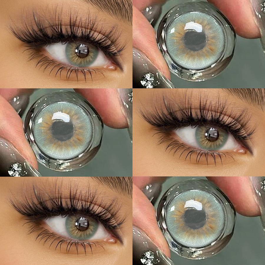 FERSHLADY Colored Contact Lenses 2pcs 14.0mm Yearly, 40% Water, Natural Iris Design, Soft & Breathable, Comfortable for Daily Makeup