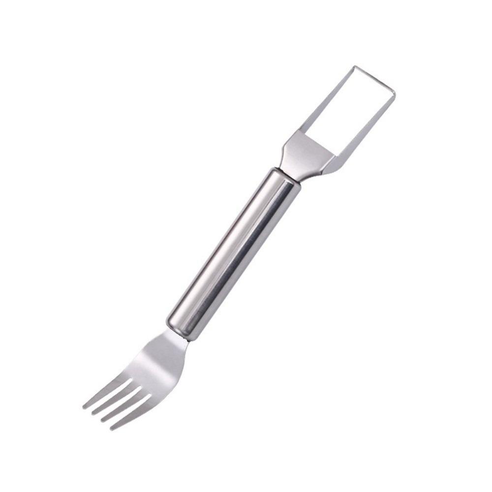 2 in 1 Watermelon Cutter Silver Stainless Steel Watermelon Fork Slicer Multi-purpose Double Head Use Fruit Slicer Kitchen 1PC