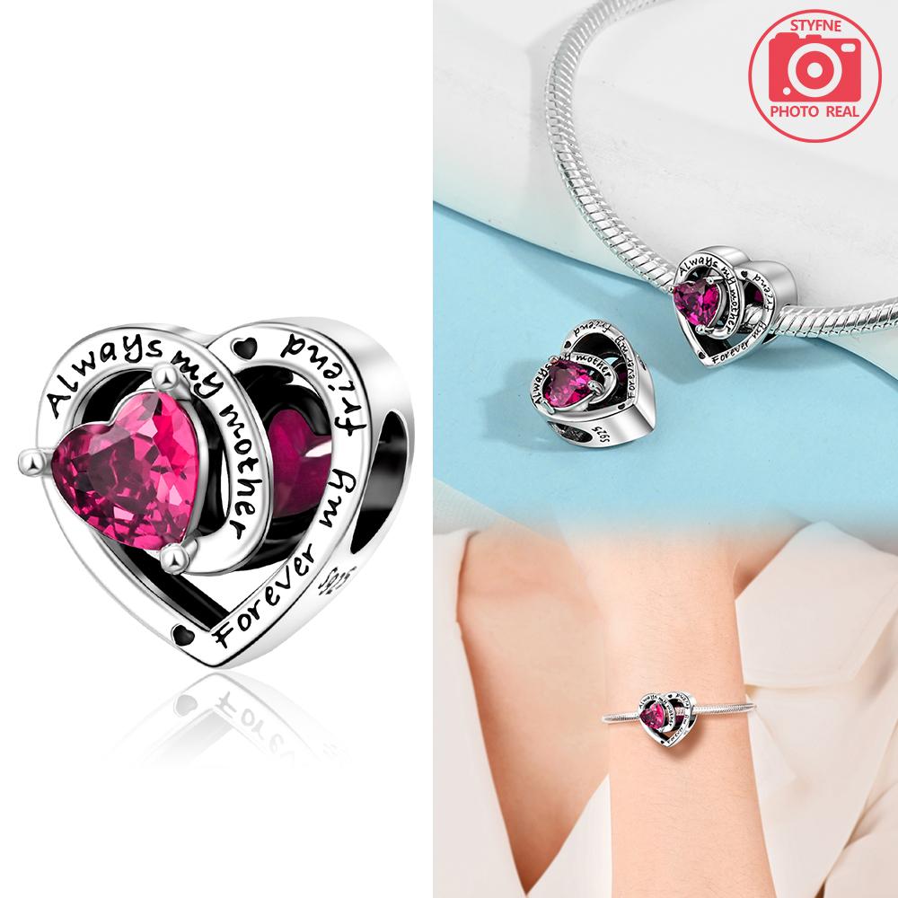 Copper Colors Heart Charms Month Birthstone Series Beads Fit Original Bracelet Diy Fine Jewelry Gift For Women