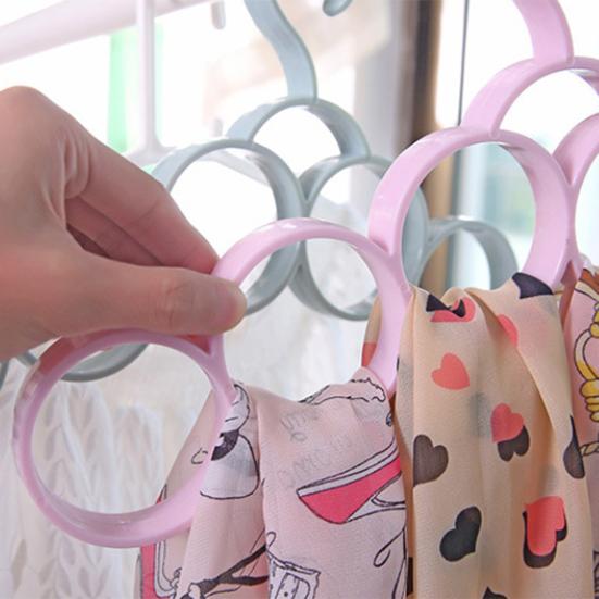 Scarf Rack Multiple Holes Space-saving Storage Plastic Clothes Pants Tie Belt Towel Hanger Household Supplies