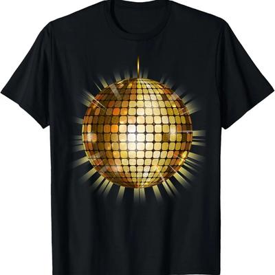 Gold Mirror Ball Cool T Shirt Funny Disco Shirt T-Shirt