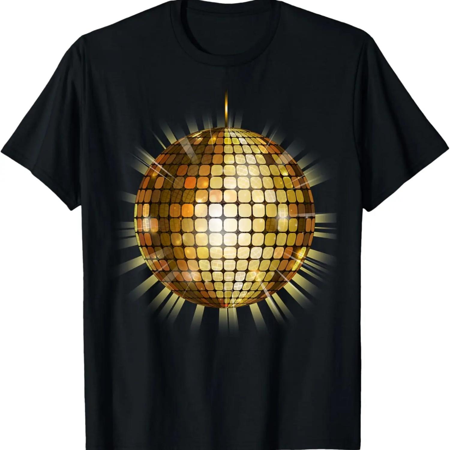 

Золотой Зеркальный Шар Крутая Футболка Смешная Диско Футболка Футболка S чёрный