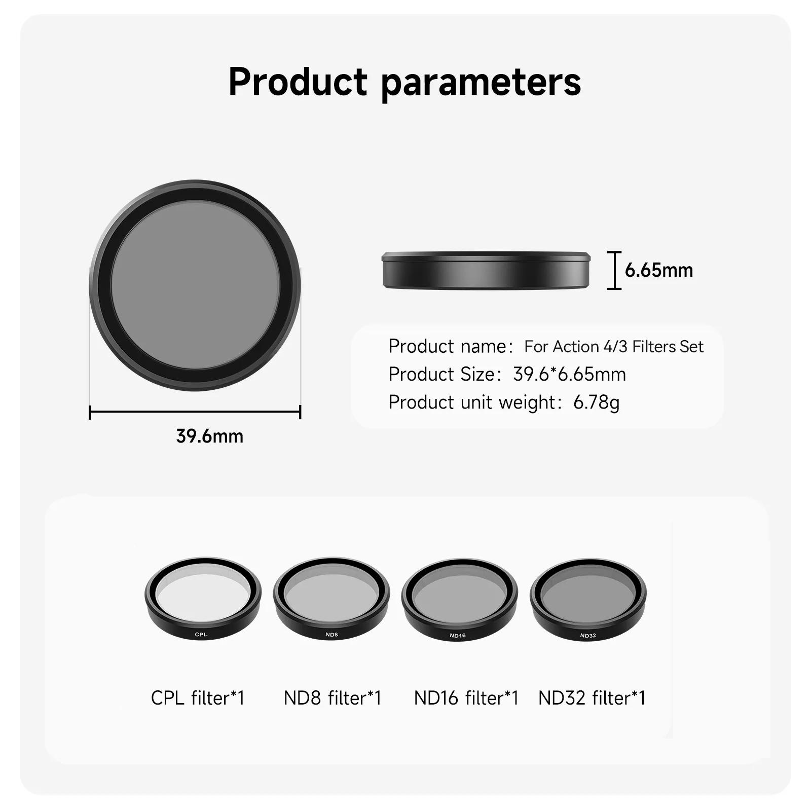 

Для камеры Dji Action 4 набор фильтров для объектива для DJI Action 5 Pro фильтры CPL ND оптический стеклянный объектив для DJI Action аксессуар