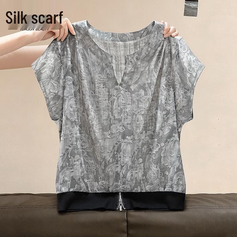 

Women s Retro V-Neck Floral Print Short-Sleeve Top L