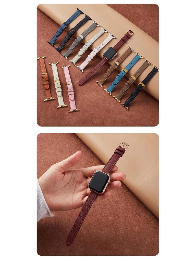 Originální kožený tenký řemínek s vzorem liči pro Apple iWatch