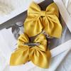 2PCS Legant Bow Ribbon Hair Clip Fashion Simple Solid Satin Spring Clip Hair Pin Retro Headband  Clips Girls Hair Accessories