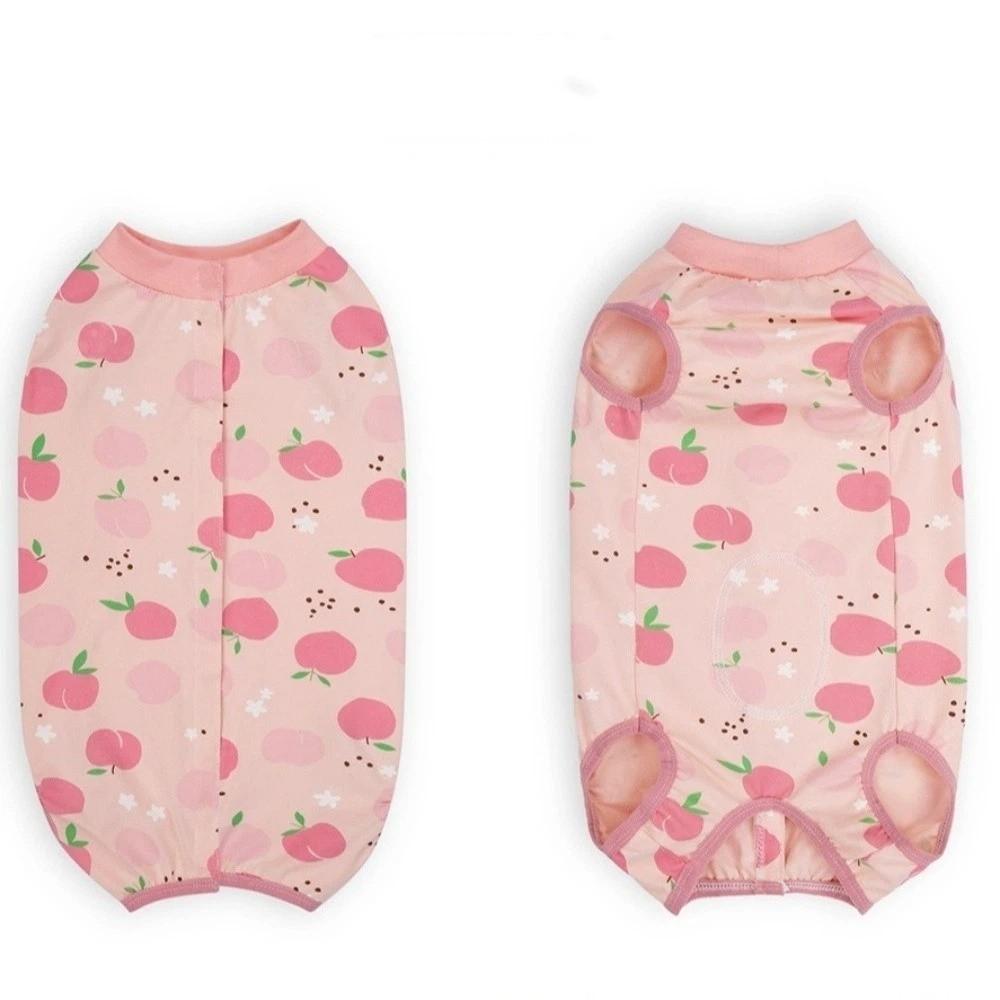Cotton Dog Recovery Suit Cartoon Animal Print Dog Jumpsuit Sleeveless Design Breathable Anti-Lick Dog Romper