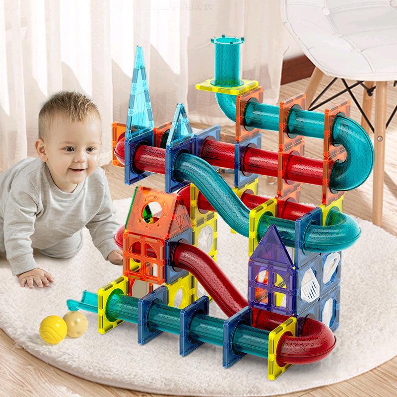 Magnetic Stained Glass Building Tiles - Brain-Boosting Interlocking Blocks for Kids Ages 3-6
