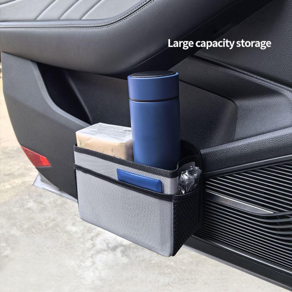 Waterproof Car Trash Can Multiple Pockets Hanging Storage Bag  Driver Door