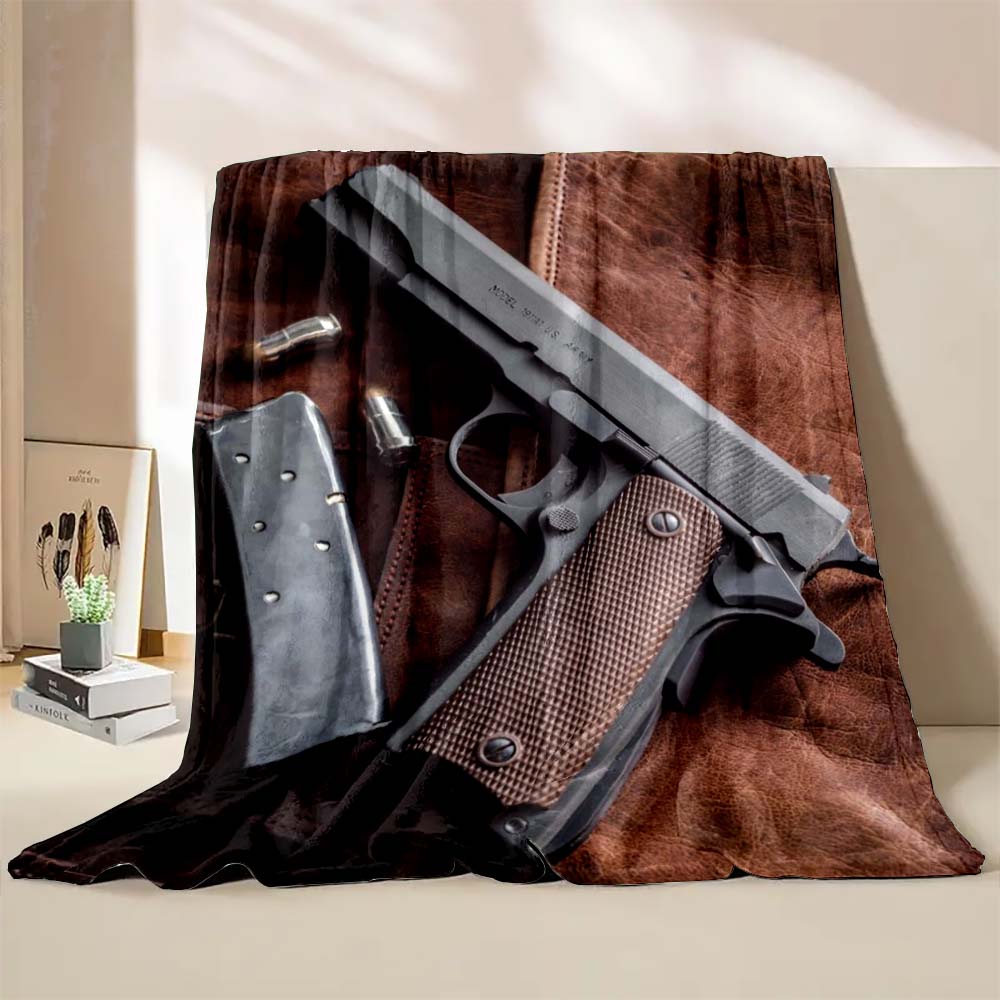 6 Sizes Arms Gun Art Printed Blanket Warm Soft and Comfortable Home Travel Blanket Sofa Bedding Cover Blanket Holiday Gifts