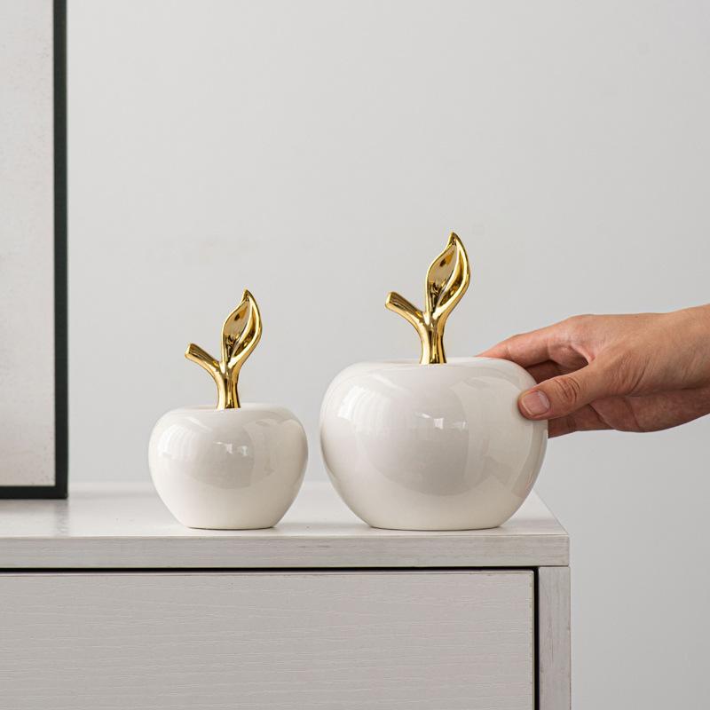 Christmas Ceramic Apple Figurine Modern Nordic Decorative Ornament Luxury Tabletop Sculpture for Home Office Living Room