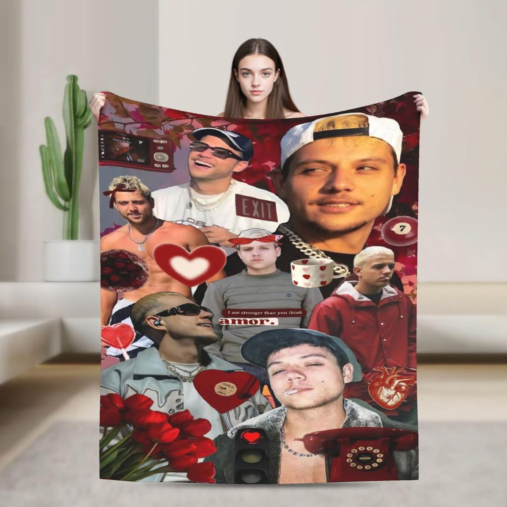 PLK French Rapper Photo Blankets Super Soft Funny Plush Throw Blanket For Home Decor Airplane Travel Flannel Bedspread Bed Cover
