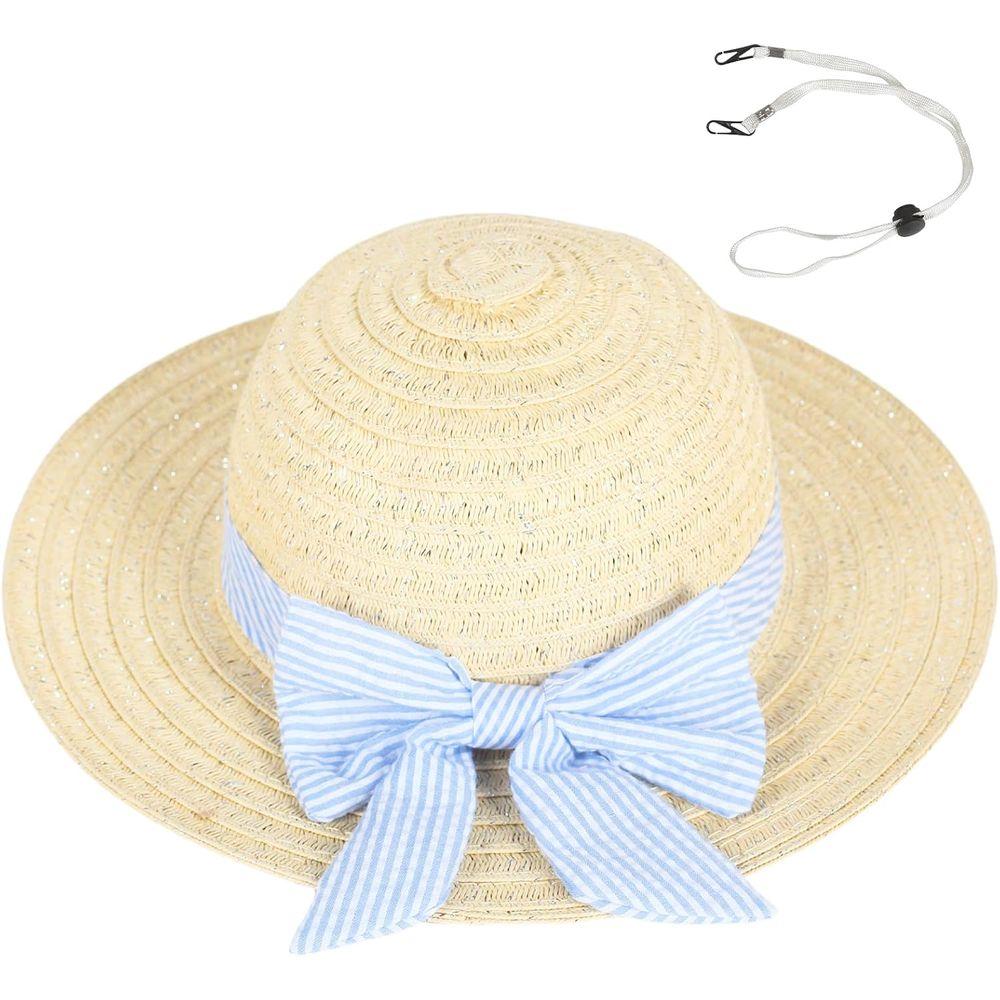 Summer Toddler Sun Hat with Wide Rainbow Brim and Tassels - UPF 50+