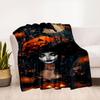 "Halloween Witch Costume with Jack-o'-Lantern Hat"Blanket Flannel Throw Blanket for Sofa, Bed, Travel, Camping, Office