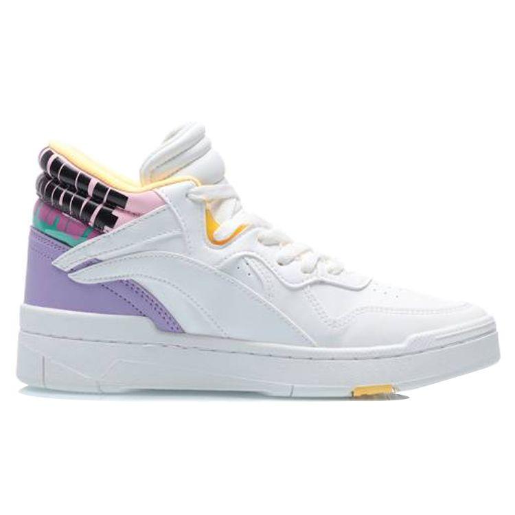 Li Ning Superwave Mid Casual High-Top Sneakers Women sneakers White Purple AGCQ238-3