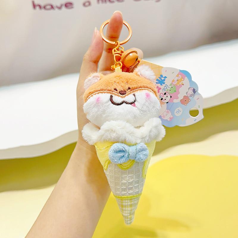 Ice Animal Colorful Cream Plush Keychain Featuring Adorable Fox Rabbit Otter Cat And Bear