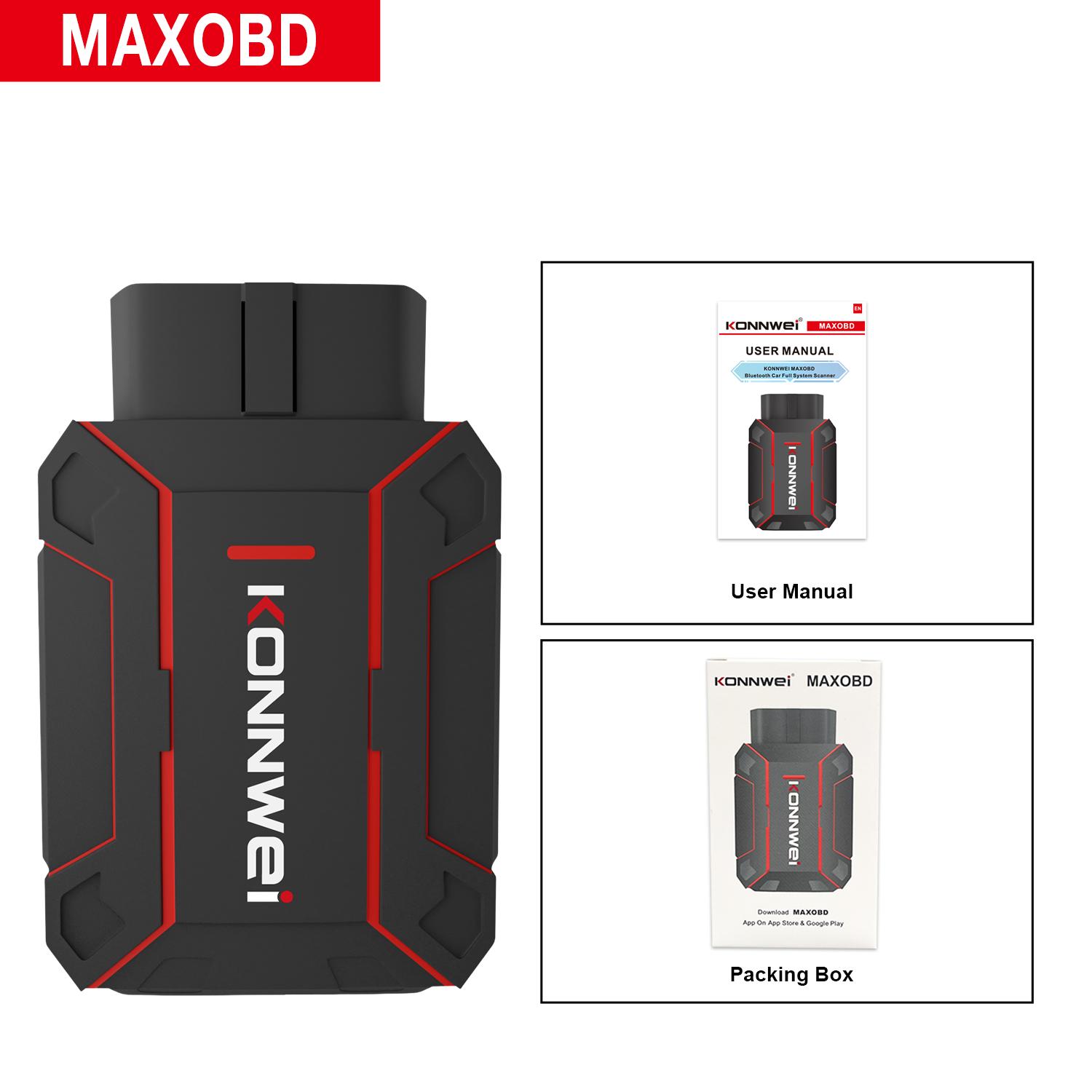 KONNWEI Car OBD Diagnostic Tool Bluetooth Connectivity with App Viewing Deep Scan Fault Code Clearing Car OBDII Scan Tool KONNWEI MAXOBD