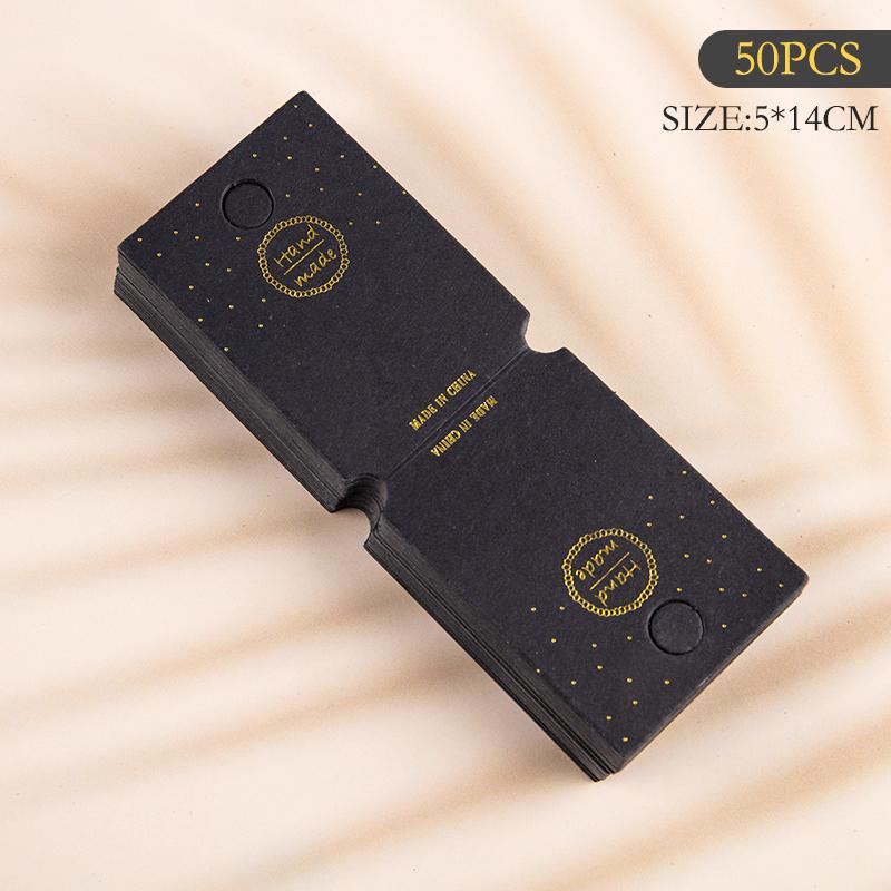 50Pcs Collection Gold Lettering On Black Background  Paper Card Hair Accessories Dispaly Card