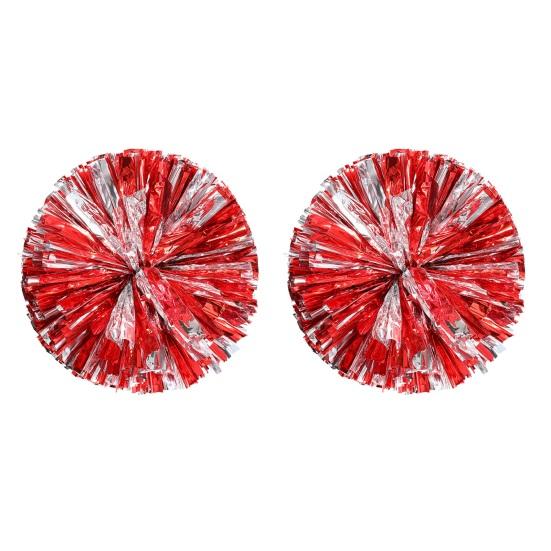 

2 шт. Помпоны Черлидера Металлические Голографические Помпоны Черлидера с Кольцом-Ручкой для Спортивной Командной Души Вечеринки Команды Танцевальных Тренировок 2pcs