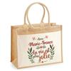 Tote Bag - PLANETEE - Jute with Pocket Marie-France Life Is More Beautiful - Natural Jute - Printed In France - 43x33 Cm