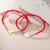 Cazador Stainless Steel Four-leaf Clover Charm Women's Hand Bracelets Red Black Color Wax Rope Bracelets Lucky Jewelry Gifts